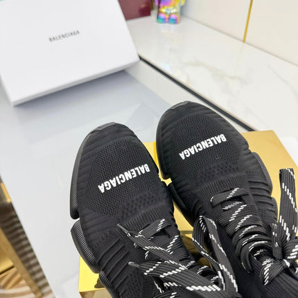 BALENCIAGA 25S SPEED 2.0 LACE-UP SNEAKERS IN BLACK KNITTED STYLE 1