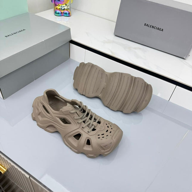 BALENCIAGA 25S SPIDER-MAN SNEAKERS IN TAUPE BROWN SYNTHETIC RUBBER