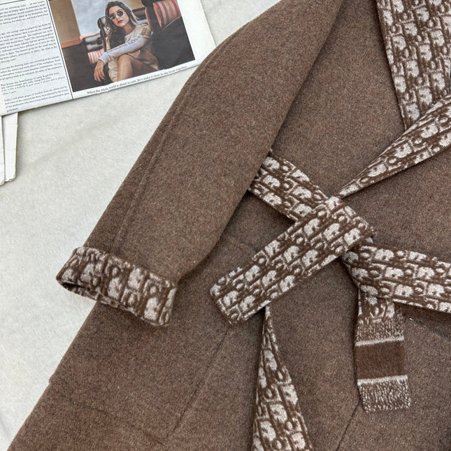 DIOR HOODED COAT IN DARK BROWN WOOL