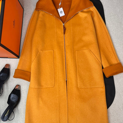 HERMES 25S REVERSIBLE LONG CASHMERE COAT 244
