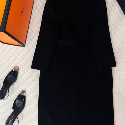 HERMES 25S LAPEL-COLLAR CASHMERE COAT 210