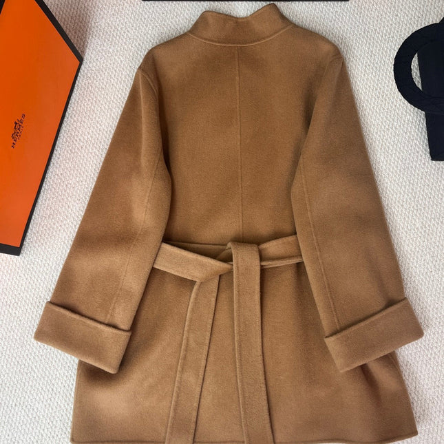 HERMES 25S STAND-COLLAR CASHMERE COAT 207