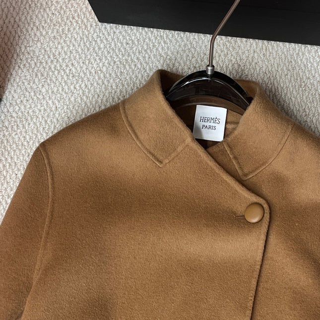 HERMES 25S STAND-COLLAR CASHMERE COAT 207