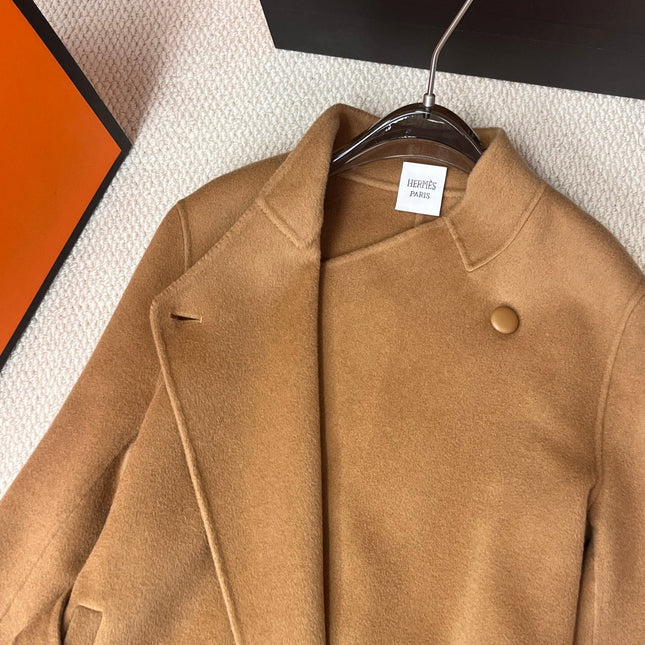 HERMES 25S STAND-COLLAR CASHMERE COAT 207