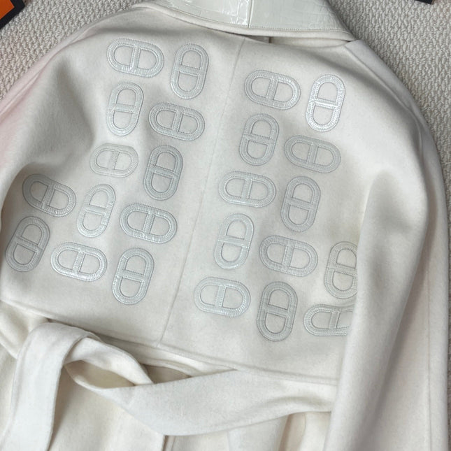 HERMES 25S LONG CASHMERE PIG-NOSE COAT 206