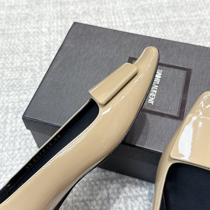 YSL 25S FLAT SHOES IN DARK BEIGE LAMBSKIN