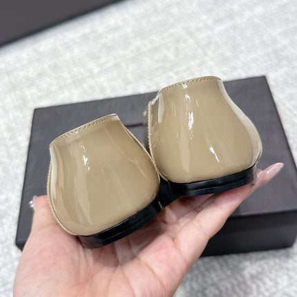 YSL 25S FLAT SHOES IN DARK BEIGE LAMBSKIN