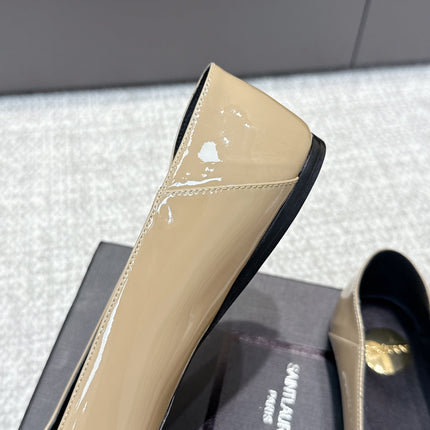 YSL 25S FLAT SHOES IN DARK BEIGE LAMBSKIN