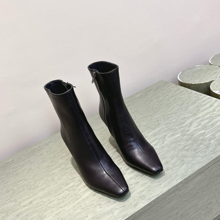 YSL 25S HEELED ANKLE BOOTS 75 MM IN BLACK LAMBSKIN