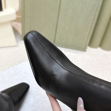 YSL 25S HEELED ANKLE BOOTS 75 MM IN BLACK LAMBSKIN