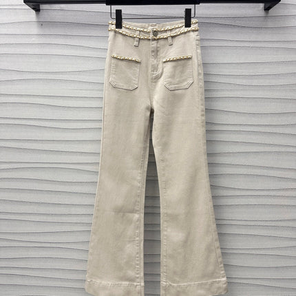 CHANEL LIGHT BEIGE FLARED JEANS