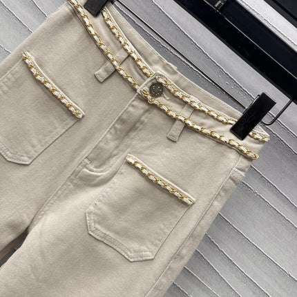 CHANEL LIGHT BEIGE FLARED JEANS