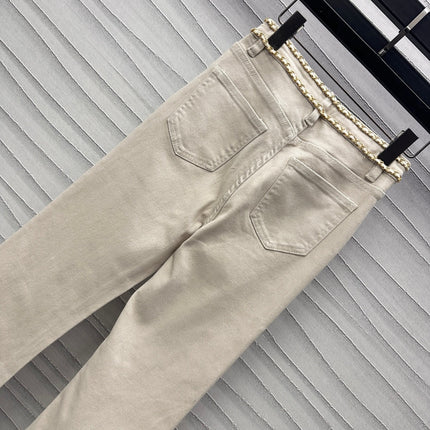 CHANEL LIGHT BEIGE FLARED JEANS
