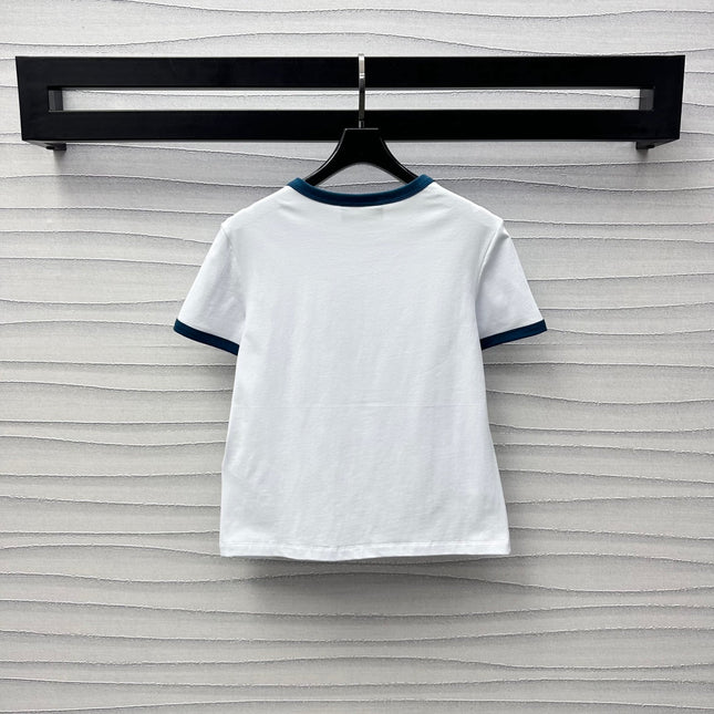 GG White Blue Cotton Jersey T-shirt With Print