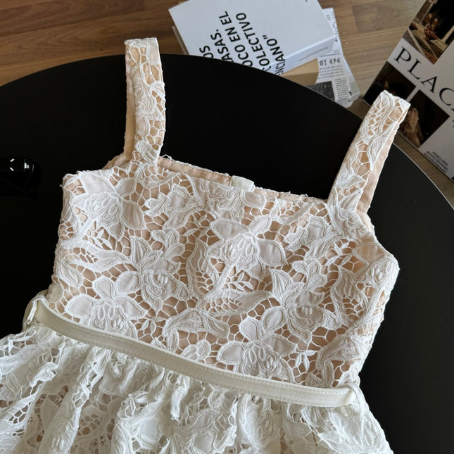 WHITE FLORAL LACE DRESS 25S IN LACE MATERIAL 267155