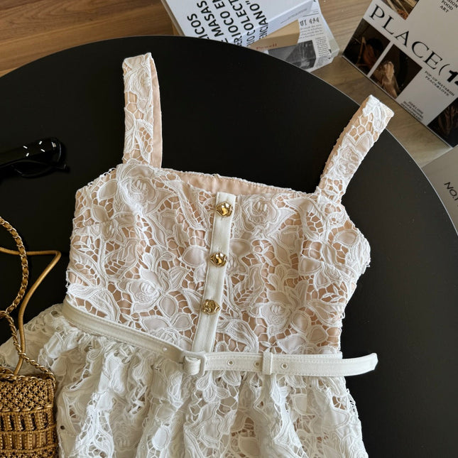 WHITE FLORAL LACE DRESS 25S IN LACE MATERIAL 267155