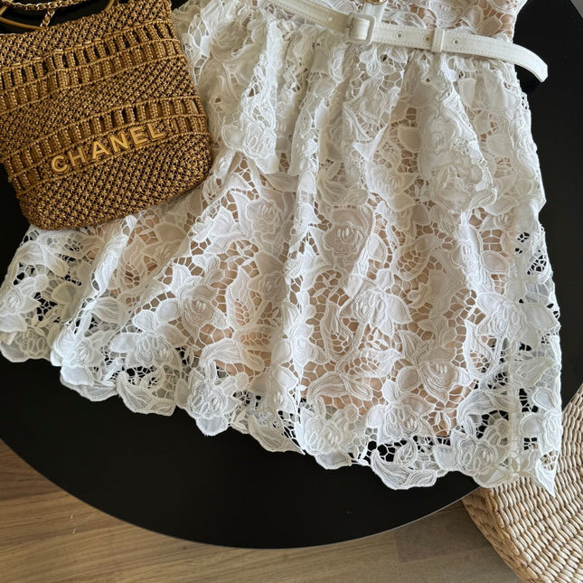 WHITE FLORAL LACE DRESS 25S IN LACE MATERIAL 267155