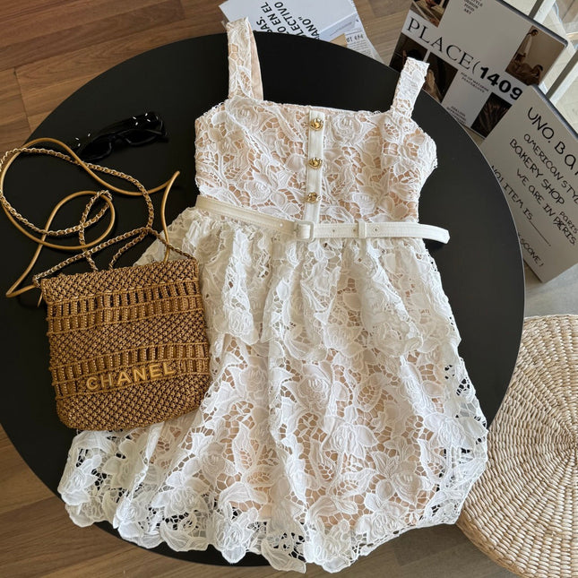 WHITE FLORAL LACE DRESS 25S IN LACE MATERIAL 267155