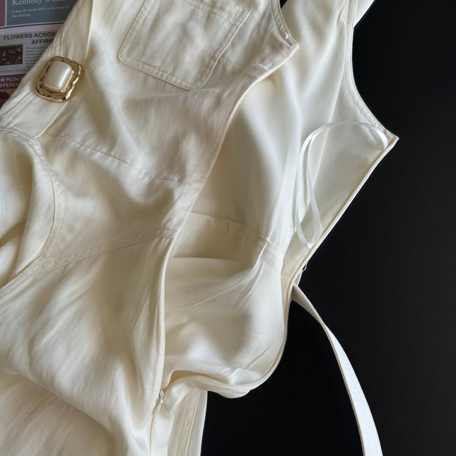 POLO COLLAR PINAFRORE DRESS 25S IN LINEN 267128