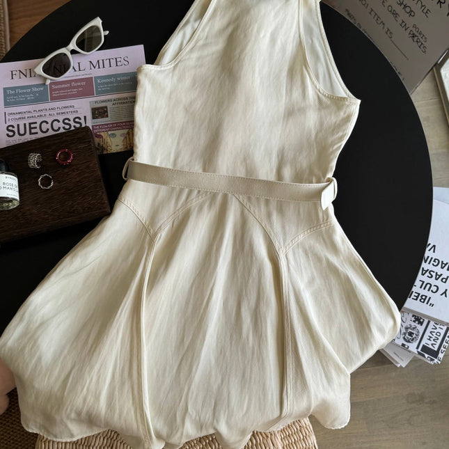 POLO COLLAR PINAFRORE DRESS 25S IN LINEN 267128