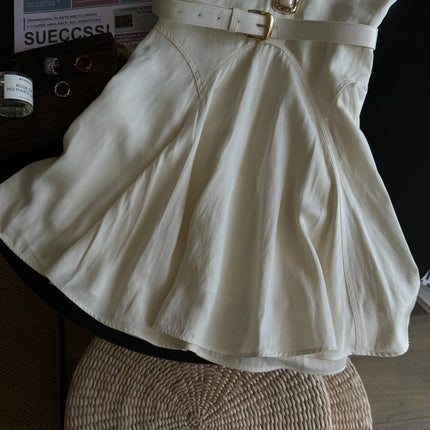 POLO COLLAR PINAFRORE DRESS 25S IN LINEN 267128