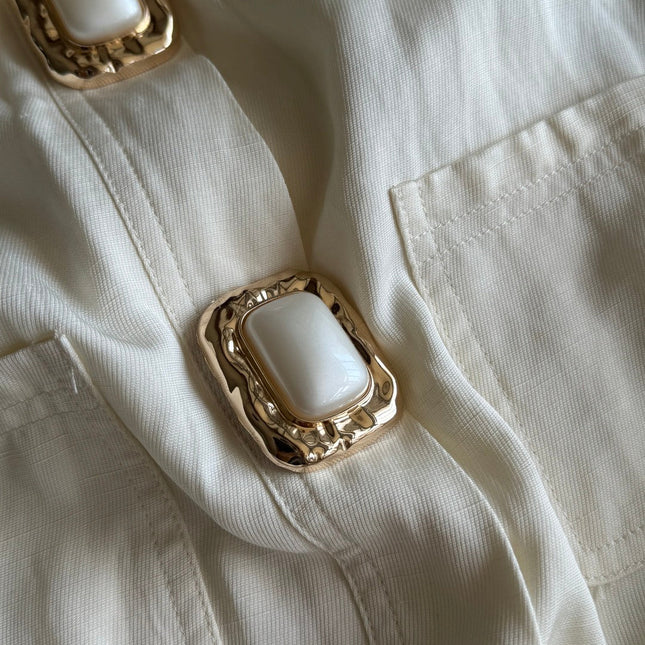 POLO COLLAR PINAFRORE DRESS 25S IN LINEN 267128