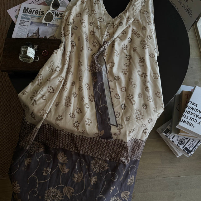 BOHEMIAN SLEEVELESS V NECK MAXI DRESS 25S IN SILK 267140