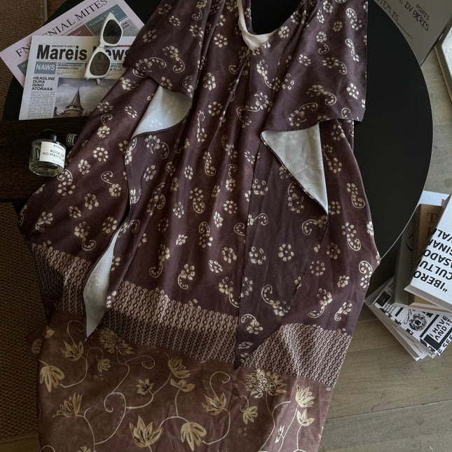 BOHEMIAN SLEEVELESS V NECK MAXI DRESS 25S IN SILK 267140