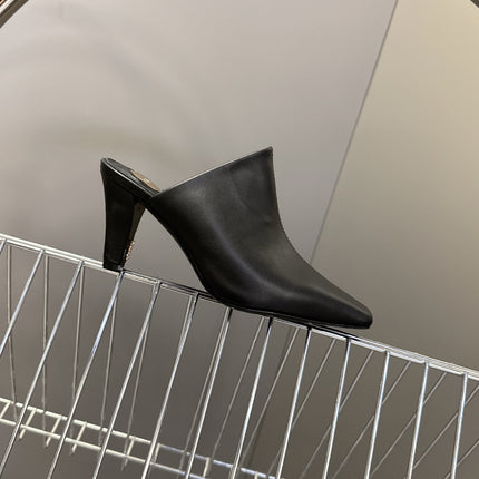 YSL 25S HIGH-HEEL SANDALS 75 MM IN BLACK LAMBSKIN