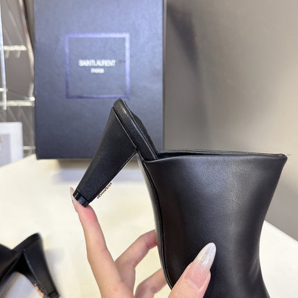 YSL 25S HIGH-HEEL SANDALS 75 MM IN BLACK LAMBSKIN