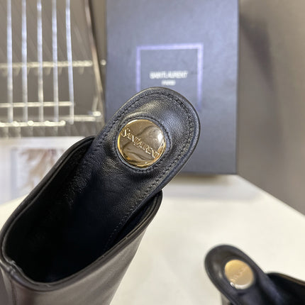 YSL 25S HIGH-HEEL SANDALS 75 MM IN BLACK LAMBSKIN