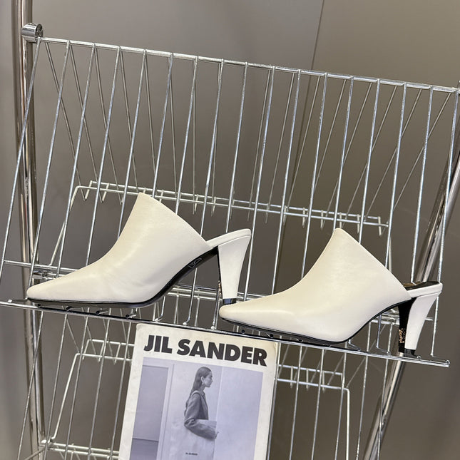 YSL 25S HIGH-HEEL SANDALS 75 MM IN WHITE LAMBSKIN