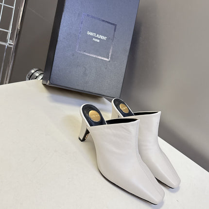 YSL 25S HIGH-HEEL SANDALS 75 MM IN WHITE LAMBSKIN