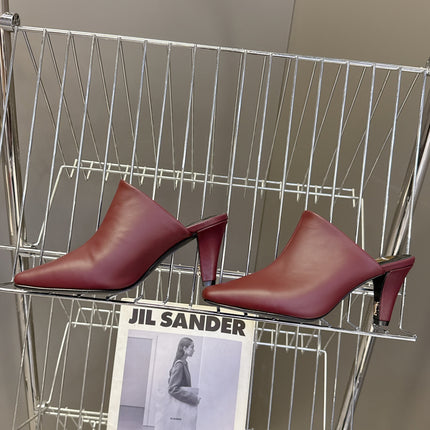 YSL 25S HIGH-HEEL SANDALS 75 MM IN DARK RED LAMBSKIN