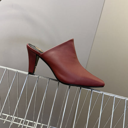 YSL 25S HIGH-HEEL SANDALS 75 MM IN DARK RED LAMBSKIN