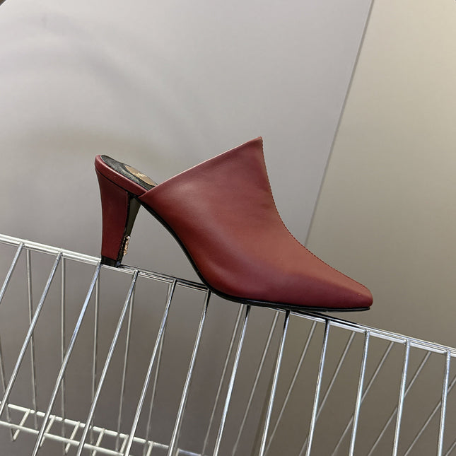 YSL 25S HIGH-HEEL SANDALS 75 MM IN DARK RED LAMBSKIN