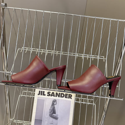 YSL 25S HIGH-HEEL SANDALS 75 MM IN DARK RED LAMBSKIN