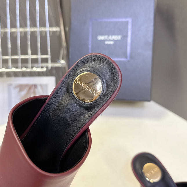 YSL 25S HIGH-HEEL SANDALS 75 MM IN DARK RED LAMBSKIN