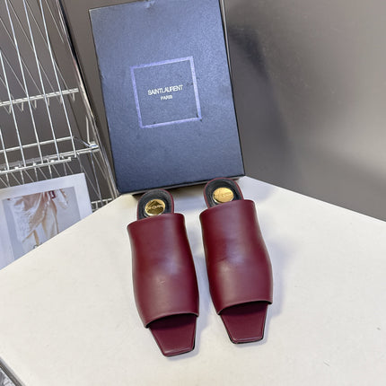 YSL 25S HIGH-HEEL SANDALS 75 MM IN DARK RED LAMBSKIN