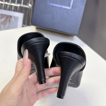 YSL 25S HIGH-HEEL SANDALS 75 MM IN BLACK LAMBSKIN