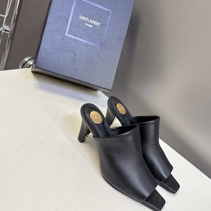 YSL 25S HIGH-HEEL SANDALS 75 MM IN BLACK LAMBSKIN