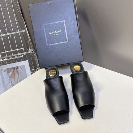 YSL 25S HIGH-HEEL SANDALS 75 MM IN BLACK LAMBSKIN