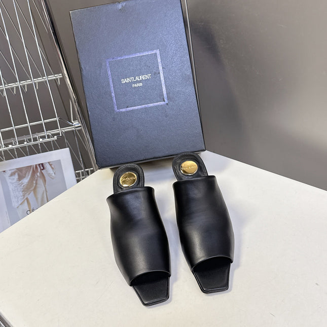 YSL 25S HIGH-HEEL SANDALS 75 MM IN BLACK LAMBSKIN