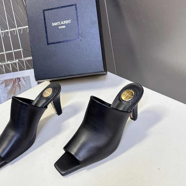 YSL 25S HIGH-HEEL SANDALS 75 MM IN BLACK LAMBSKIN