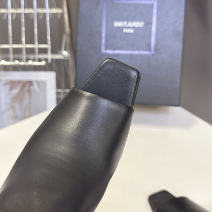 YSL 25S HIGH-HEEL SANDALS 75 MM IN BLACK LAMBSKIN