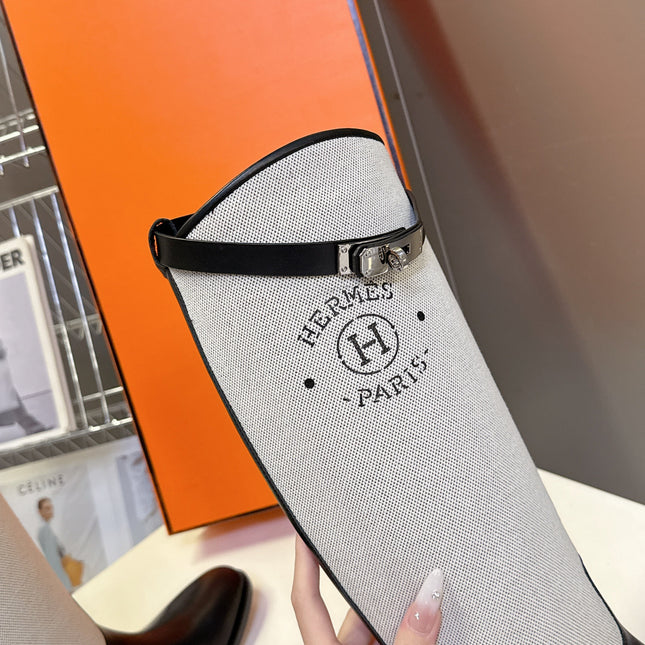 HM 25S JUMPING BOOT IN BLACK LAMBSKIN AND GREY CANVAS WITH SILVER HARDWARE