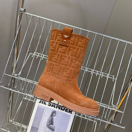 FENDI 25S BOOTS IN BROWN SUEDE