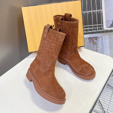 FENDI 25S BOOTS IN BROWN SUEDE