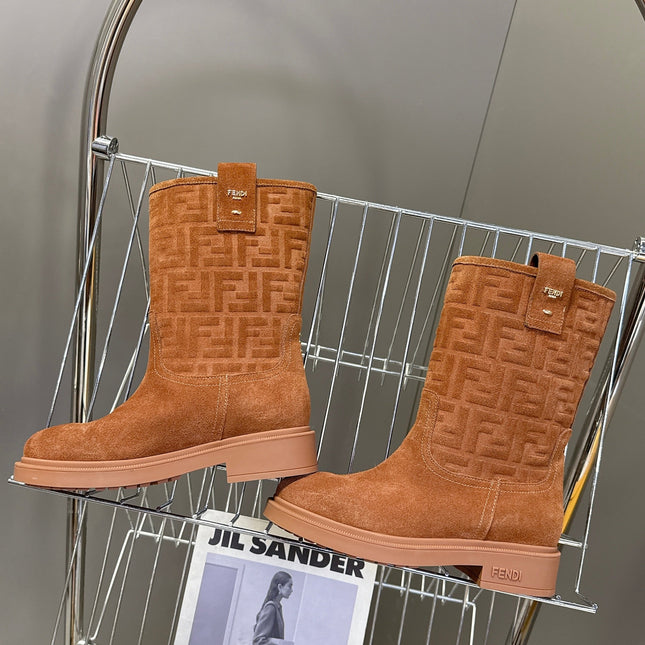 FENDI 25S BOOTS IN BROWN SUEDE