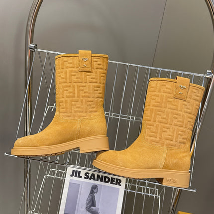 FENDI 25S BOOTS IN GOLDEN BROWN SUEDE